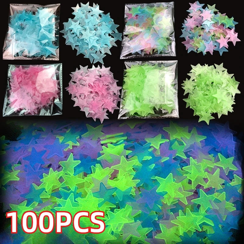 3D Glowing Star Stickers Stars Shining in The Dark Children&