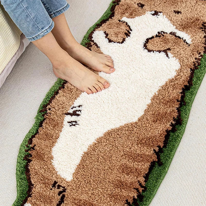 Fried Cat Rug Cute Cartoon Kitty Bedroom Bedside Carpet Living Room Sofa Alien Rug Bay Window Before Bed Long Strip Cushion