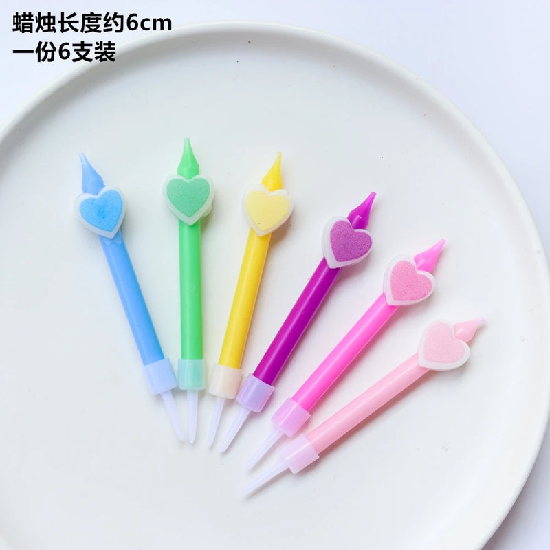 Rainbow Candle For Cake Heart Star Cute Bear Flower Birthday Wedding Decor South Korea Party Valentine&