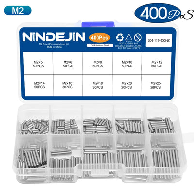 NINDEJIN Dowel Pin Assortment Kit M2 M2.5 M3 M4 M5 M6 Stainless Steel Dowel Pin Shelf Support Peg Pin Rod Fasten Elements Set