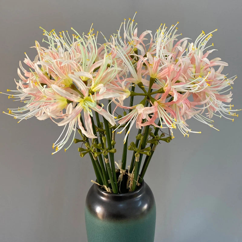 Artificial Flowers Red Spider Lilies Silk Flowers Outdoor Fake Plants Long Branch Fake Flower For Home Garden Decoration