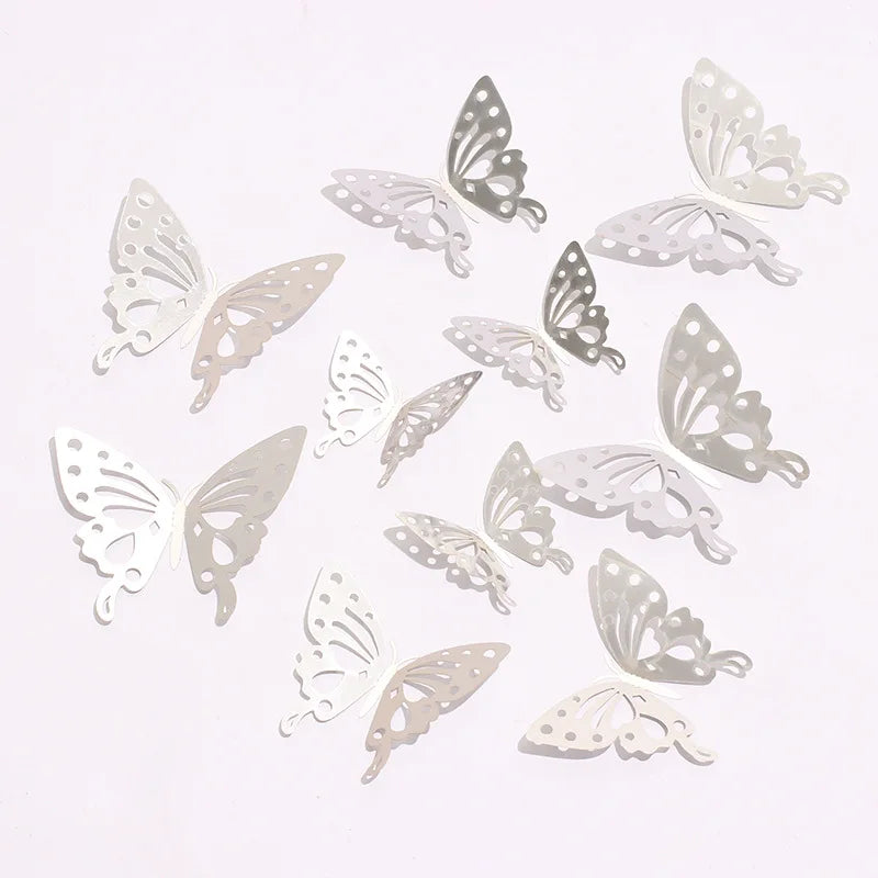 12 Pcs/Set 3D Wall Stickers Hollow Butterfly for Kids Rooms Home Wall Decor DIY Mariposas Fridge stickers Room Decoration