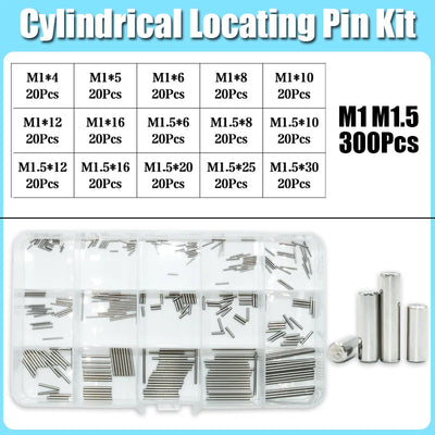 Dowel Pin Assortment Kit M1 M2 M2.5 M3 M4 M5 M6 M8 304 Stainless Steel  Locating Dowel Pin Shelf Support Peg Solid Cylinder Pin