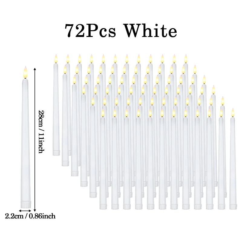 160-12Pcs LED Taper Candle with Flickering Flame Flameless Battery Operated Candles for Wedding Valentine Dinner Decoration