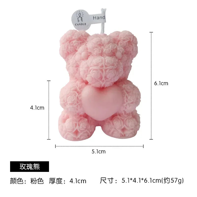 Creative 3D Rose Bear Aromatherapy Candles For Home Decoration Lovely Scented Candle Photography Props Festival Home Ornaments