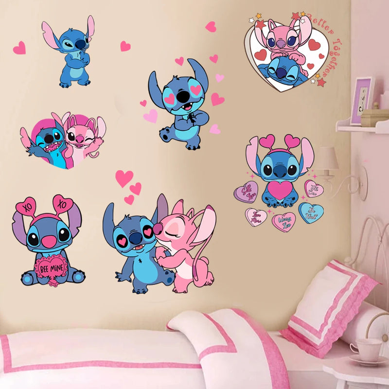 Cartoon Lilo & Stitch Rainbow Wall Stickers For Kid&