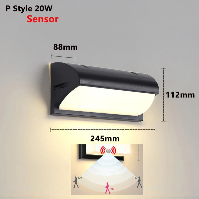 Outdoor Led Wall Lamp Microwave Sensor Automatically Lights Up Wall Light Porch Lights Balcony Garden Lights Motion Sensor