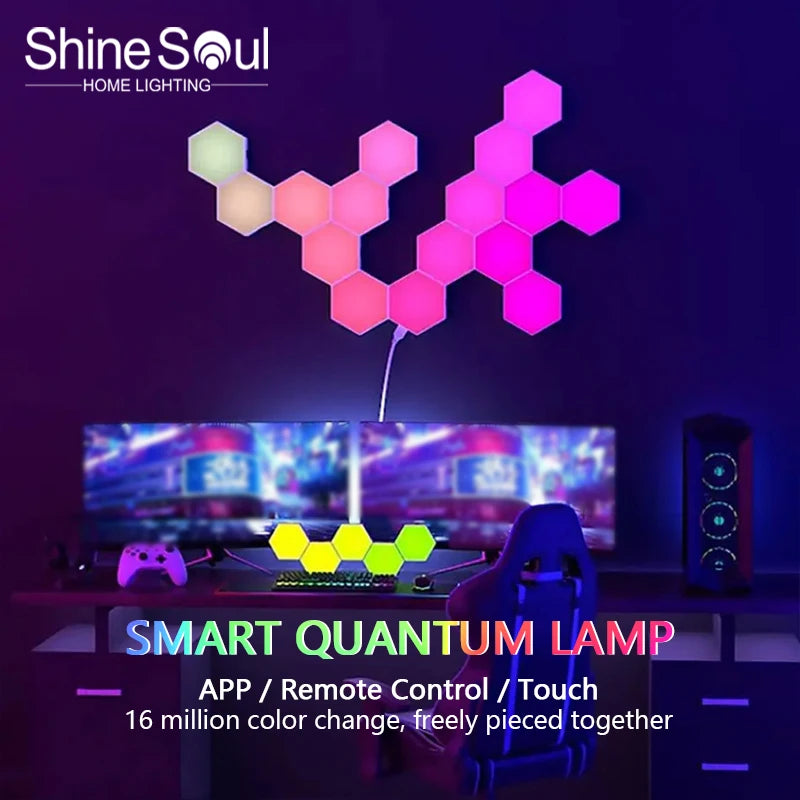 RGB Smart Quantum Lamp Tuya App Remote Control Touch Background Wall Bedroom DIY Decoration Wall Lamp Esports Atmosphere Light