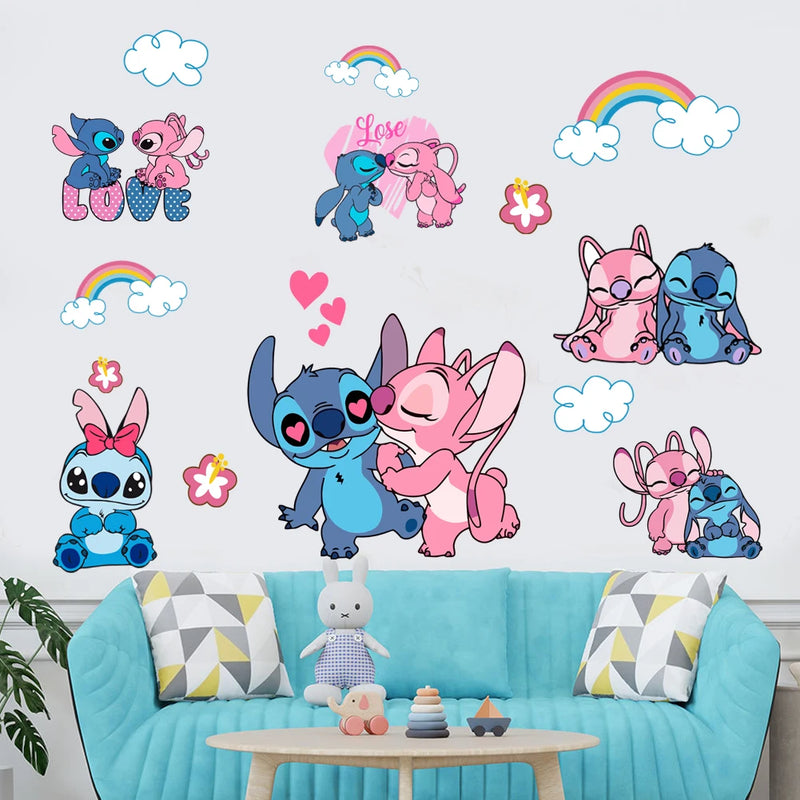 Cartoon Lilo & Stitch Rainbow Wall Stickers For Kid&