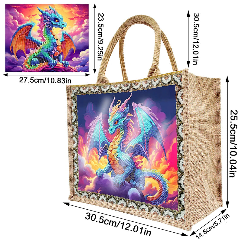 Diamond Painting Tote Bag Diamond Painting Grocery Bags Replaceable Canvas Linen Cat Flowers and Bird Elk for Women Adults Craft