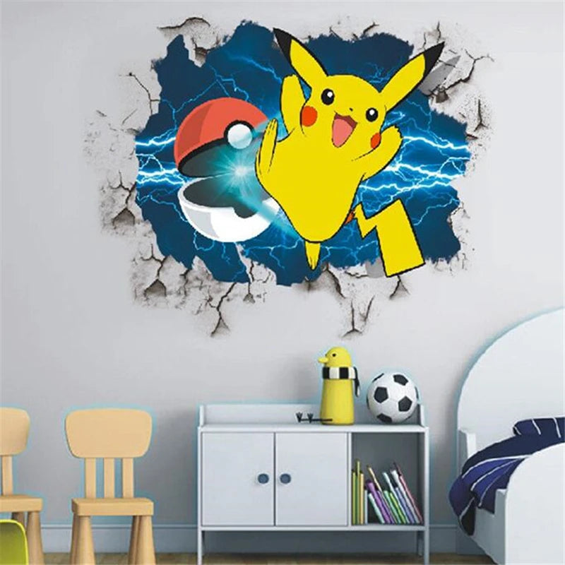 Cartoon Pikachu Wall Stickers For Kid&