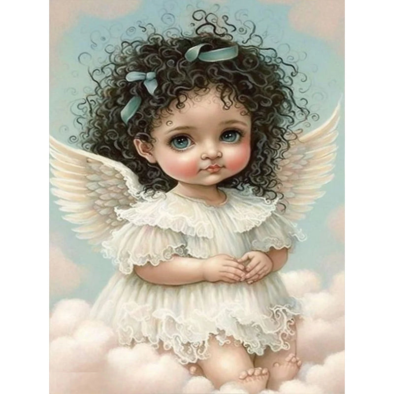 Angel Child 5D DIY Full Round Drill Diamond Painting Decoration Diamond Mosaic Embroidery Art Craft for Home Wall Office Decor