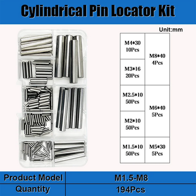 Stainless Steel Cylindrical Pin M1 M1.5 M2 M2.5 M3 M4 M5 M6 M8 Locating Dowel Fixed Shaft Solid Fixing Lock Pin Metal Rod Set