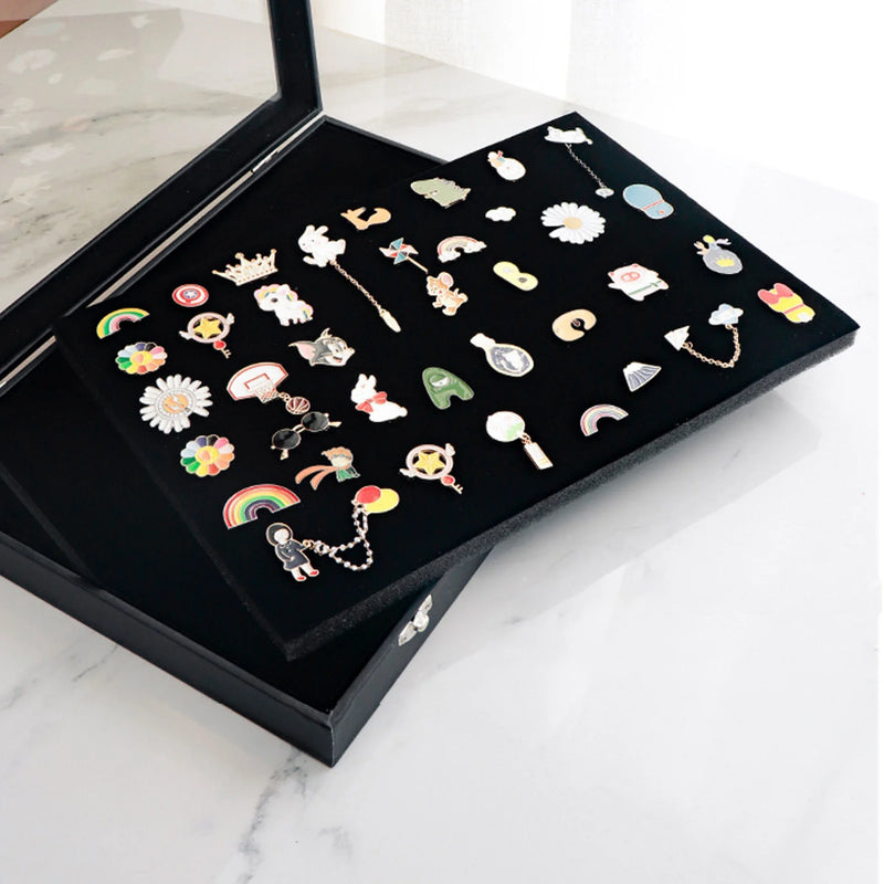 Pin Display Case Frame Brooch Medal Badge Storage Box Desktop Tray Organizer Jewelry Display Container Gifts Box Collection