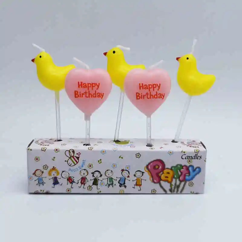 Yellow Duck Pink Heart Astronaut Series Rocket Candles For Baby Happy Baby Birthday Cake Topper Dress Up Wedding Baking Supplies