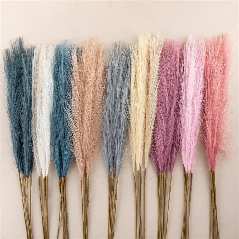 10Pcs Artificial Flower Pampas Grass Fake Plant Reed Wedding Decoration Flowers Blue Pampas Bouquet Boho Decor Home Accessories