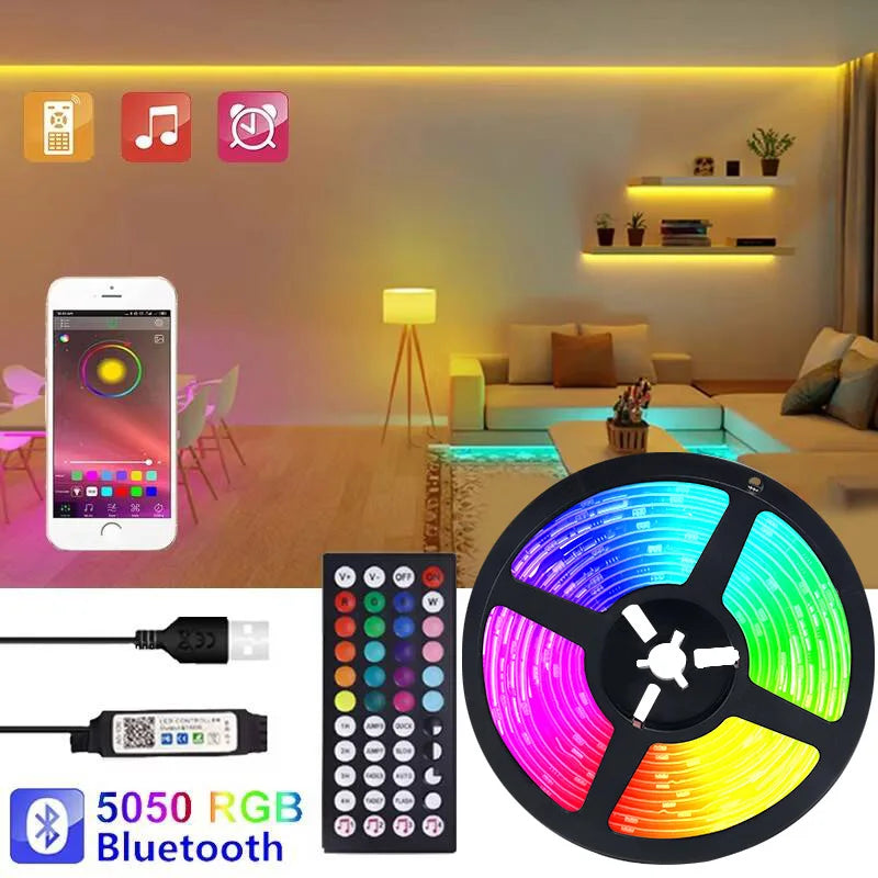 LED Strip Light Bluetooth USB 5050 SMD 5V USB RGB Lights Flexible LED Lamp Tape Ribbon Self-adhesive TV Desktop Diode Decoration