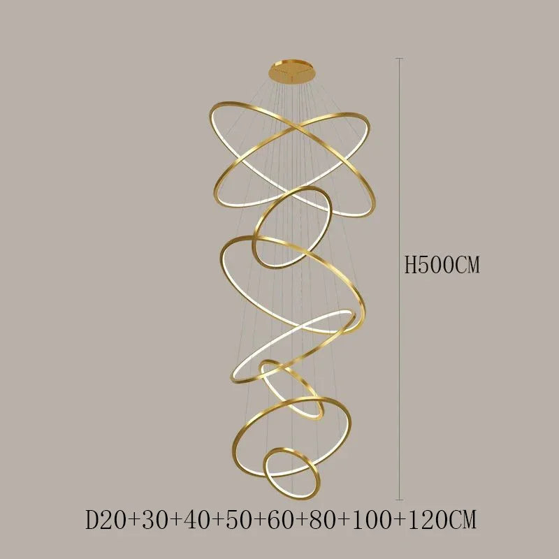 Modern Luxury Living Room chandelier Nordic originality Steel Ring LED Pendant Light Restaurant The hotel lobby home decor items