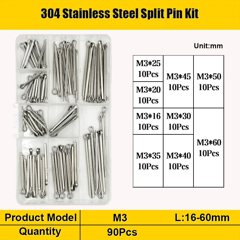 M1.5 M2 M3 M4 M5 M6 Stainless Steel U Shape Type Spring Cotter Hair Pin Cotter Pins Set Split Clamp Open Elastic Clip for Car