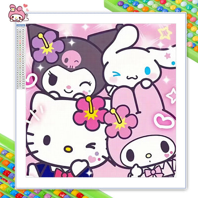 Sanrio Diamond Painting Hello Kitty Melody Cross Stitch Kuromi Cinnamoroll Mosaic Cartoon Painting Rhinestones Art Decor Home