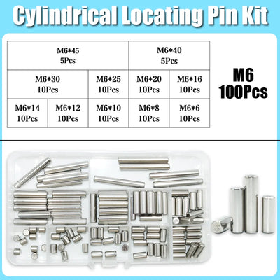 Dowel Pin Assortment Kit M1 M2 M2.5 M3 M4 M5 M6 M8 304 Stainless Steel  Locating Dowel Pin Shelf Support Peg Solid Cylinder Pin