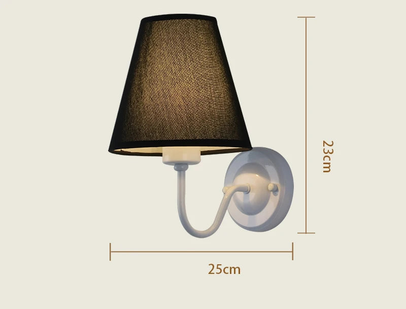 110V/220V Wall Lamp with LED E27 Bulb Fabric Lampshade Wall Sconces for Hotel Bedroom Bedside Living Room Stairs Home Decoration