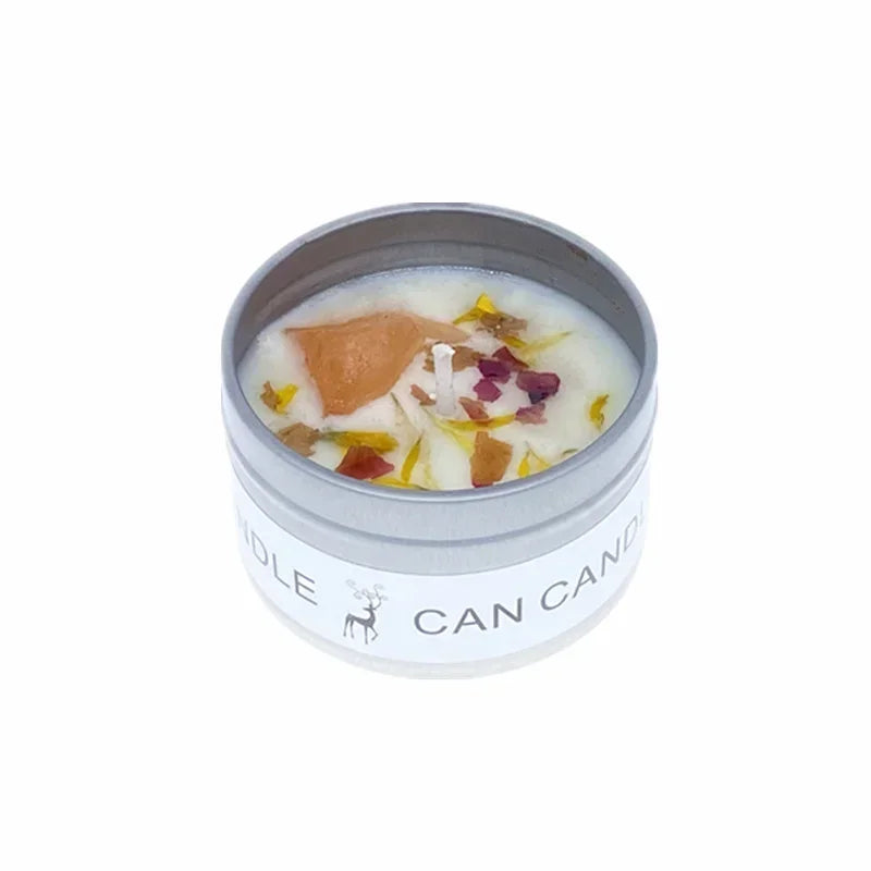 1 Pc Scented Candles Long Lasting Canned Soy Wax Candles Crystal Stone Dried Flower Fragrance Candle Smokeless