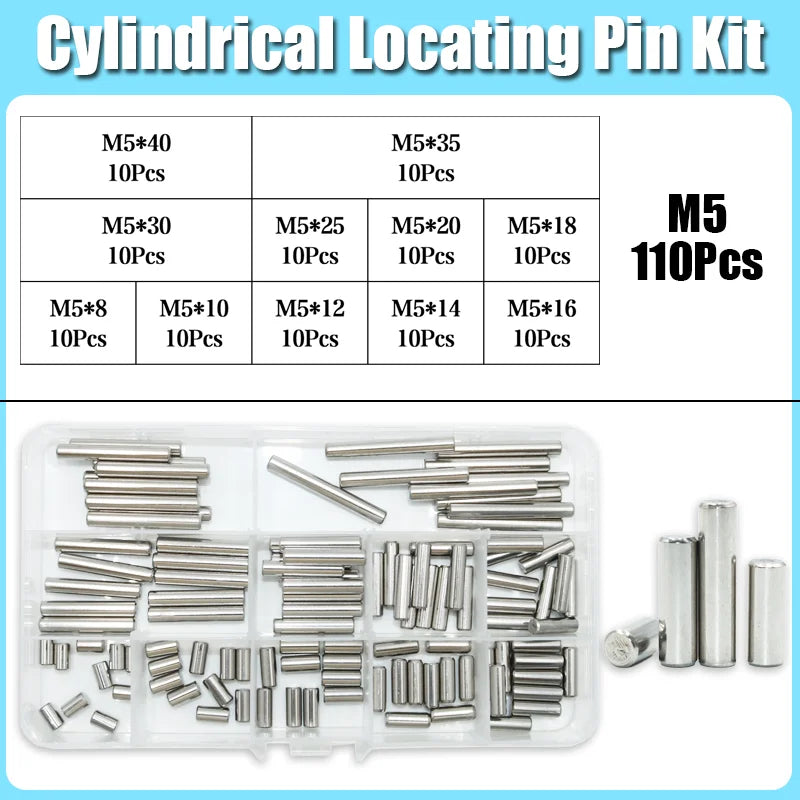 Dowel Pin Assortment Kit M1 M2 M2.5 M3 M4 M5 M6 M8 304 Stainless Steel  Locating Dowel Pin Shelf Support Peg Solid Cylinder Pin