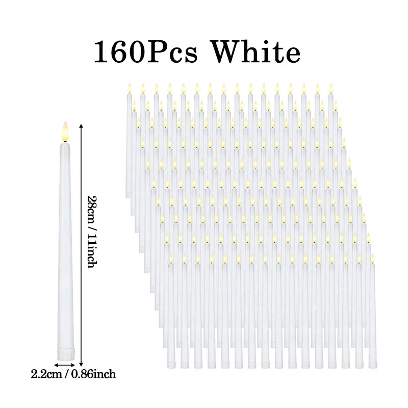 160-12Pcs LED Taper Candle with Flickering Flame Flameless Battery Operated Candles for Wedding Valentine Dinner Decoration