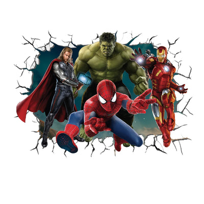 3D avengers wall stickers living room bedroom wall decoration Super hero movie poster wall stickers for kids rooms