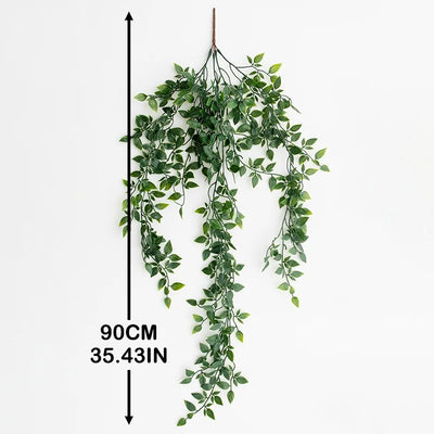 Artificial Plastic Hanging Plants Wall Vines Leaves Branch Outdoor Garden Home Decor Living Room Arrangement Fake Flower Rattan