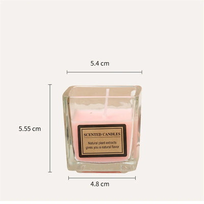 Candy Color Natural Plant Scented Candles Help Sleep Strawberry Lavender Jasmine Rose Scented Glass Square Cup Perfume Candles