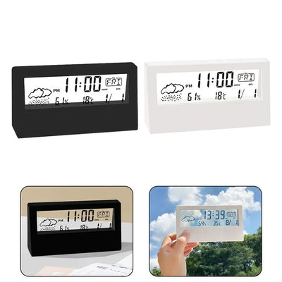 Thermo-Hygrometer Clock Creative Weather Display Electronic Alarm CLock Desktops Tables Decor For Living Room Bedroom Home