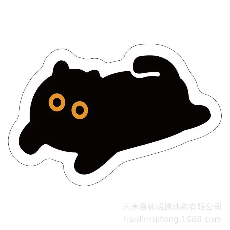 Cute Black Cat Rug Cartoon Decorative Carpet Cashmere Imitation Rugs Water Absorbent Anti-Slip Mats Decoration Carpets for Home