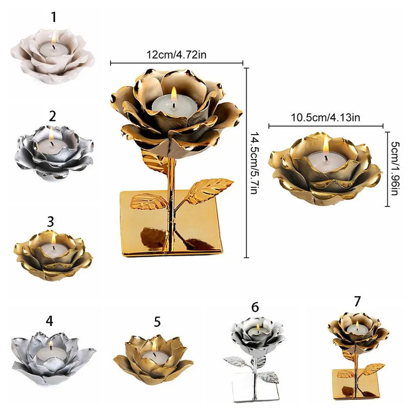 Light Luxury 3D Rose Flower Candlestick Handicraft Exquisite Lotus Candle Holder Simple Emulation Flower Ornaments Photo Props