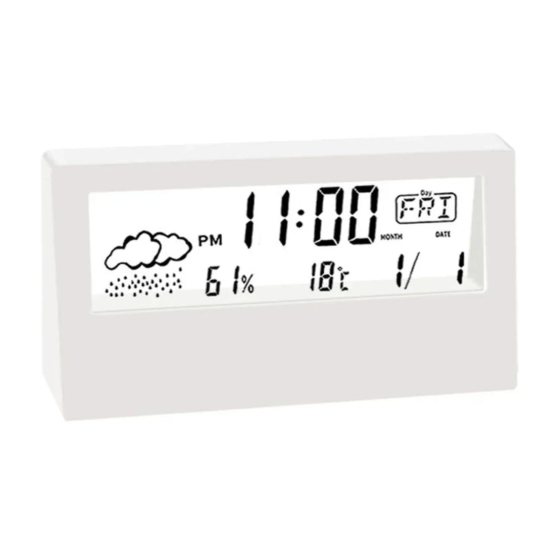 Thermo-Hygrometer Clock Creative Weather Display Electronic Alarm CLock Desktops Tables Decor For Living Room Bedroom Home