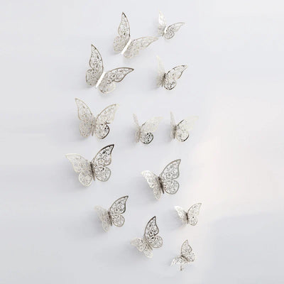 12Pcs Fashion 3D Hollow Butterfly Creative Wall Sticker For DIY Wall Stickers Modern Wall Art Home Decorations DIY Gift