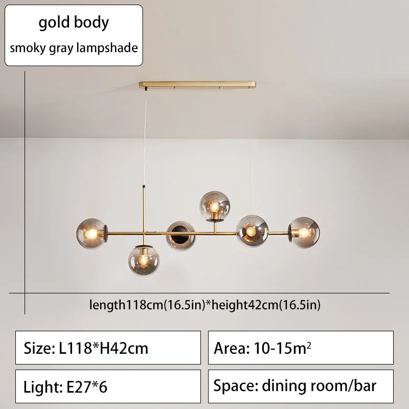 Modern Minimalist Hanging Lamp Nordic Ceiling Chandelier For Dining Room Kitchen Island Glass Ball Living Room Pendant Light