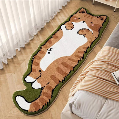 Fried Cat Rug Cute Cartoon Kitty Bedroom Bedside Carpet Living Room Sofa Alien Rug Bay Window Before Bed Long Strip Cushion