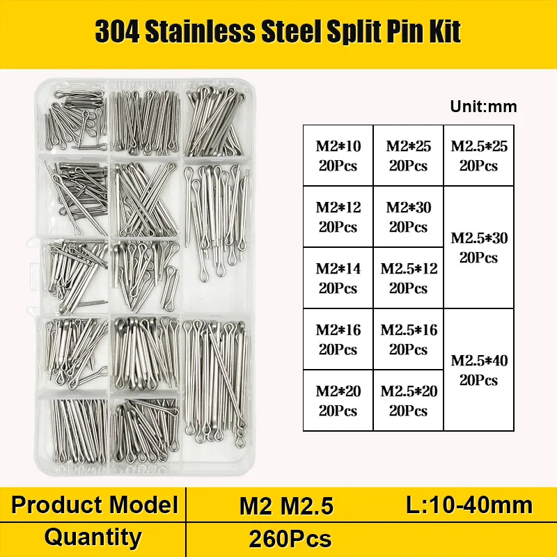M1.5 M2 M3 M4 M5 M6 Stainless Steel U Shape Type Spring Cotter Hair Pin Cotter Pins Set Split Clamp Open Elastic Clip for Car
