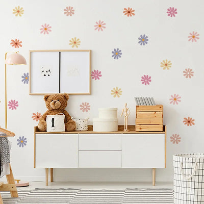 Daisy Floral Wall Stickers Children Nursery Vinyl Wall Art Decal Kids Baby Peel and Stick Girls Room Interior Home Decor