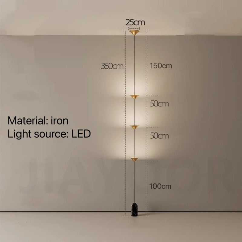 Modern Living Room Hallway Wall Floor Lamp Cone Desigh Art Decorative Iron Hanging Cable Floor Lamp For Bedroom Indoor LED Lamp