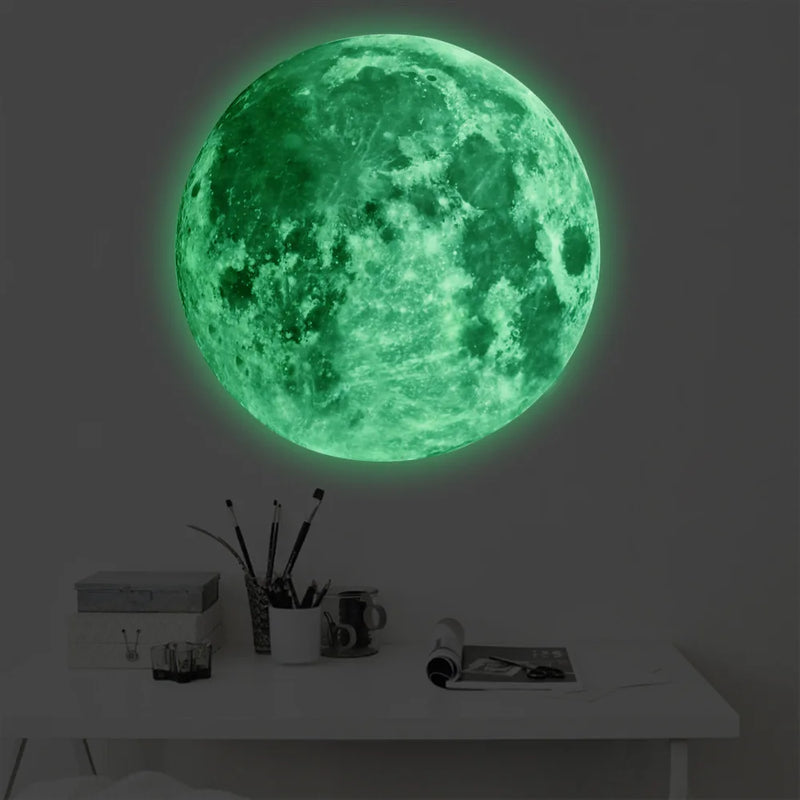 Hot Sale 3D Luminous Moon Wall Sticker Glow In The Dark Fluorescent Sticker PVC Home Kids Room Decals Wall Decor Wallpaper