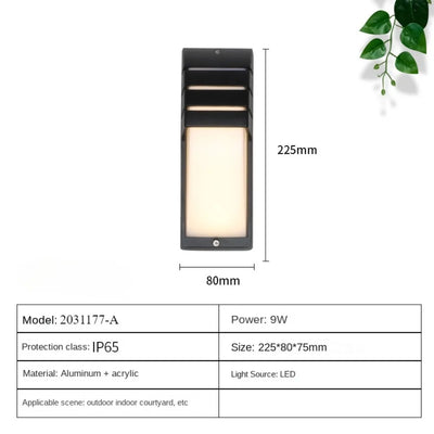 LED Outdoor Courtyard Simple Wall Lamp Easy To Install Outdoor IP65 Waterproof and Rust-proof Wall-mounted Rain-proof Light