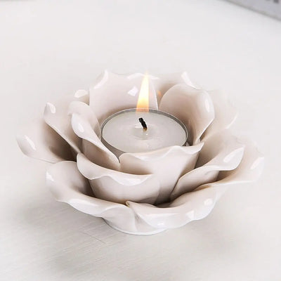 Light Luxury 3D Rose Flower Candlestick Handicraft Exquisite Lotus Candle Holder Simple Emulation Flower Ornaments Photo Props