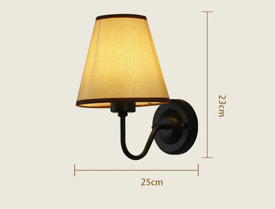 110V/220V Wall Lamp with LED E27 Bulb Fabric Lampshade Wall Sconces for Hotel Bedroom Bedside Living Room Stairs Home Decoration