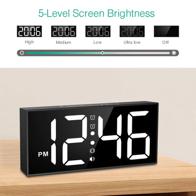 ORIA Vibrating Alarm Clock 7.5'' Large Display LED Clock Loud Alarm Clock with Bed Shaker for Heavy Sleepers Hearing Impaired