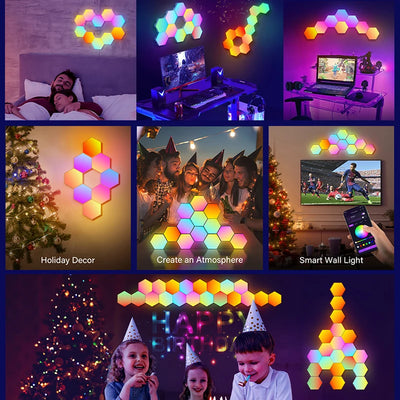 RGB Smart Quantum Lamp Tuya App Remote Control Touch Background Wall Bedroom DIY Decoration Wall Lamp Esports Atmosphere Light