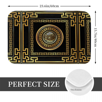 Greek Key Meander Black Gold Large Anti-slip Doormat Floor Mat Antiwear Carpet Rug for Kitchen Entrance Home Balcony Footpad Mat