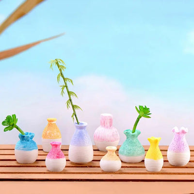 Modern Nordic Mini Resin Vase Miniature Flowerpot Small Mouth Vase Ornament Flower Vase Furniture  Micro Landscape Home Decor